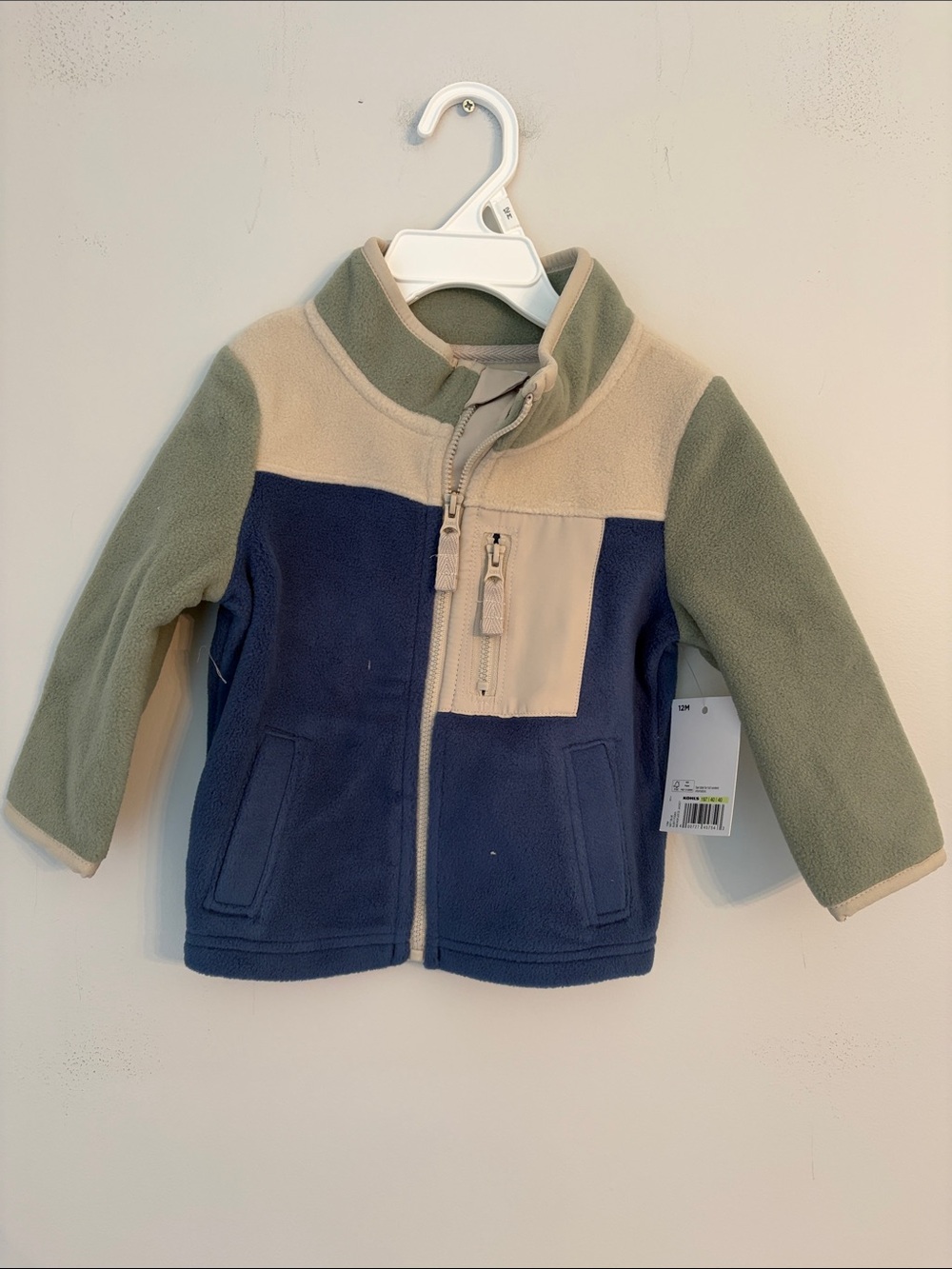 Jumping Beans Toddler Colorblock Fleece Full Zip Jacket in Navy, Olive & Cream